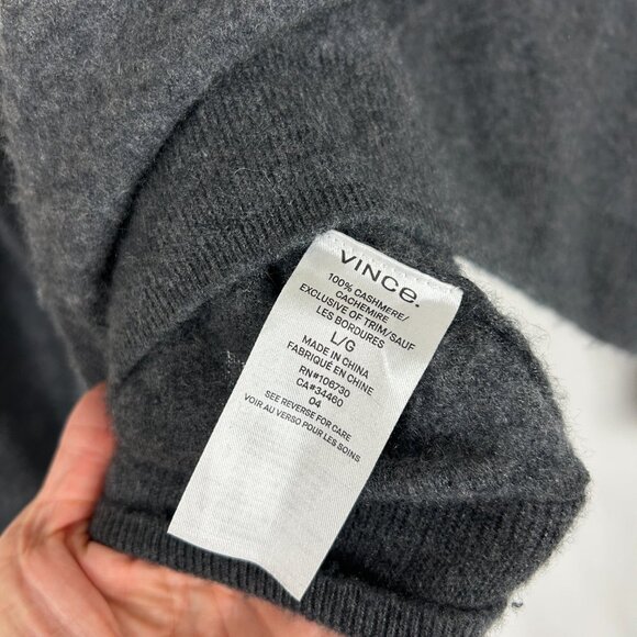 Vince Cashmere Gray Sweater L Crew Neck Classic - Picture 6 of 6